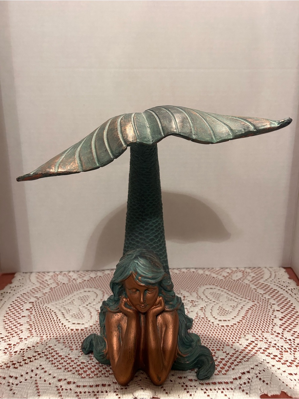 2021 Retired Cracker Barrel Resin Mermaid Statue Figurine Patina Green W/OG Tag